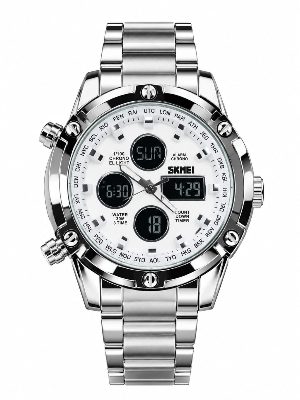ARNISH Urban Chrono – Silver Multifunction Digital Watch