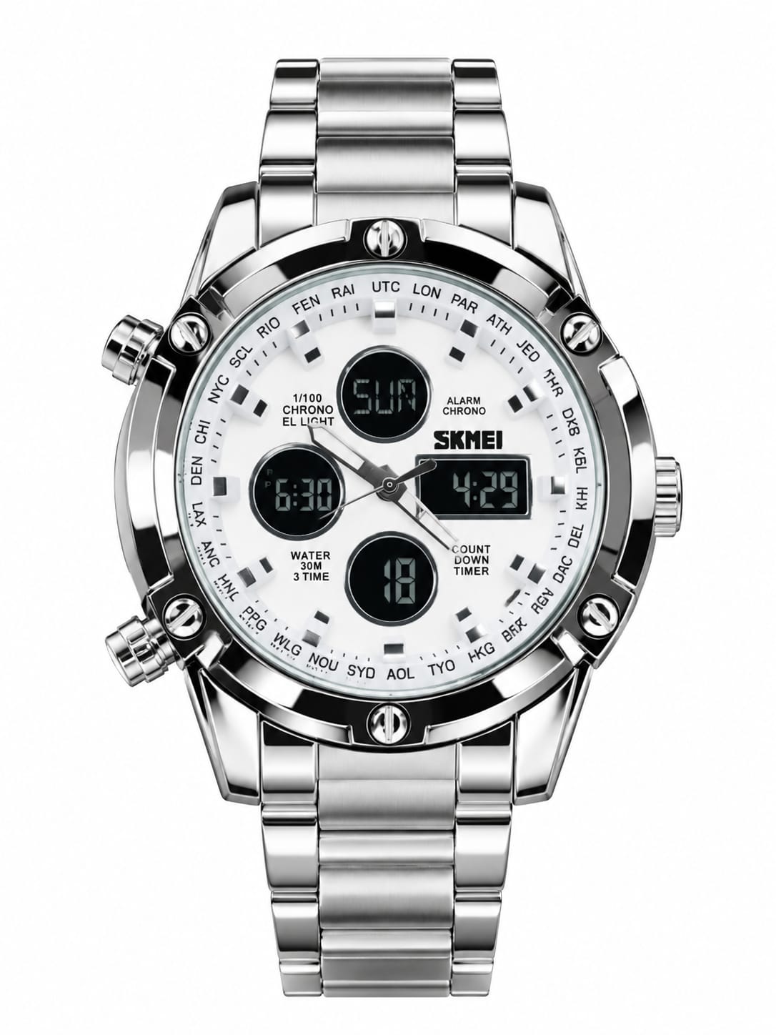 ARNISH Urban Chrono – Silver Multifunction Digital Watch